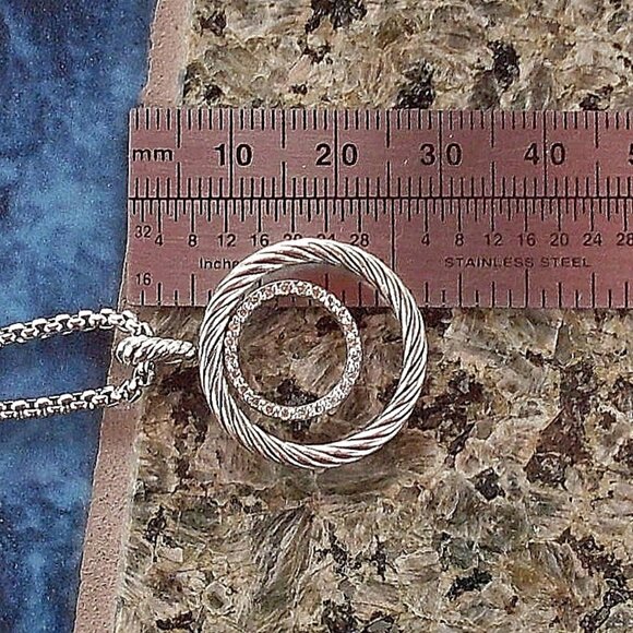 Retired David Yurman Round Mobile Diamond Pendant w/Chain - 925 Sterling - Picture 8 of 10
